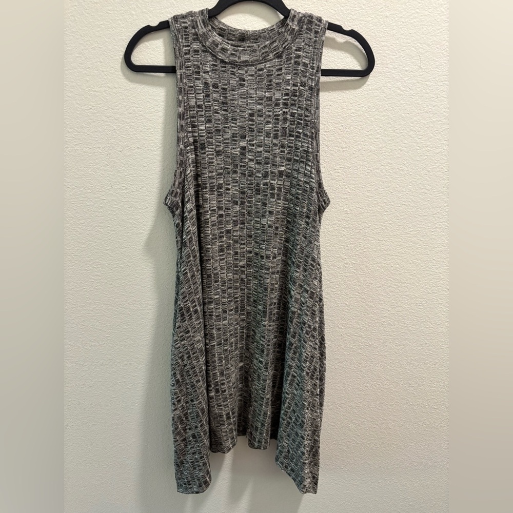 Maeve by Anthropologie Emerson Swing Dress, Black Space Dye Ribbed, Size M